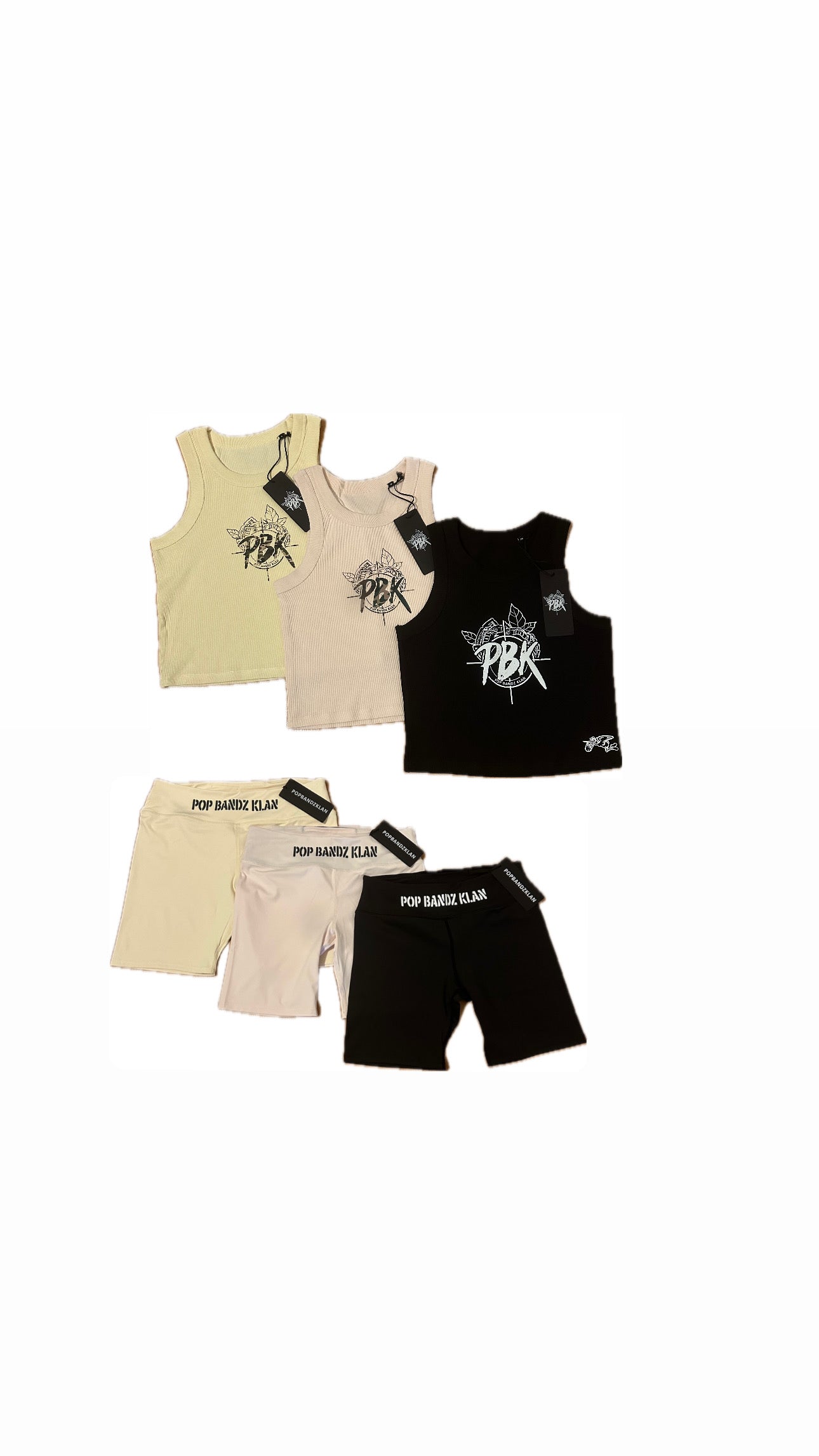 WOMENS CROPPED TANK TOPS AND BIKER SHORTS